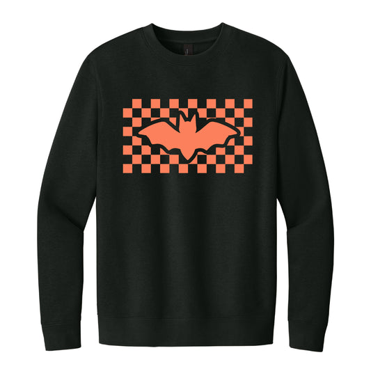 Checkered Bat Halloween Crewneck