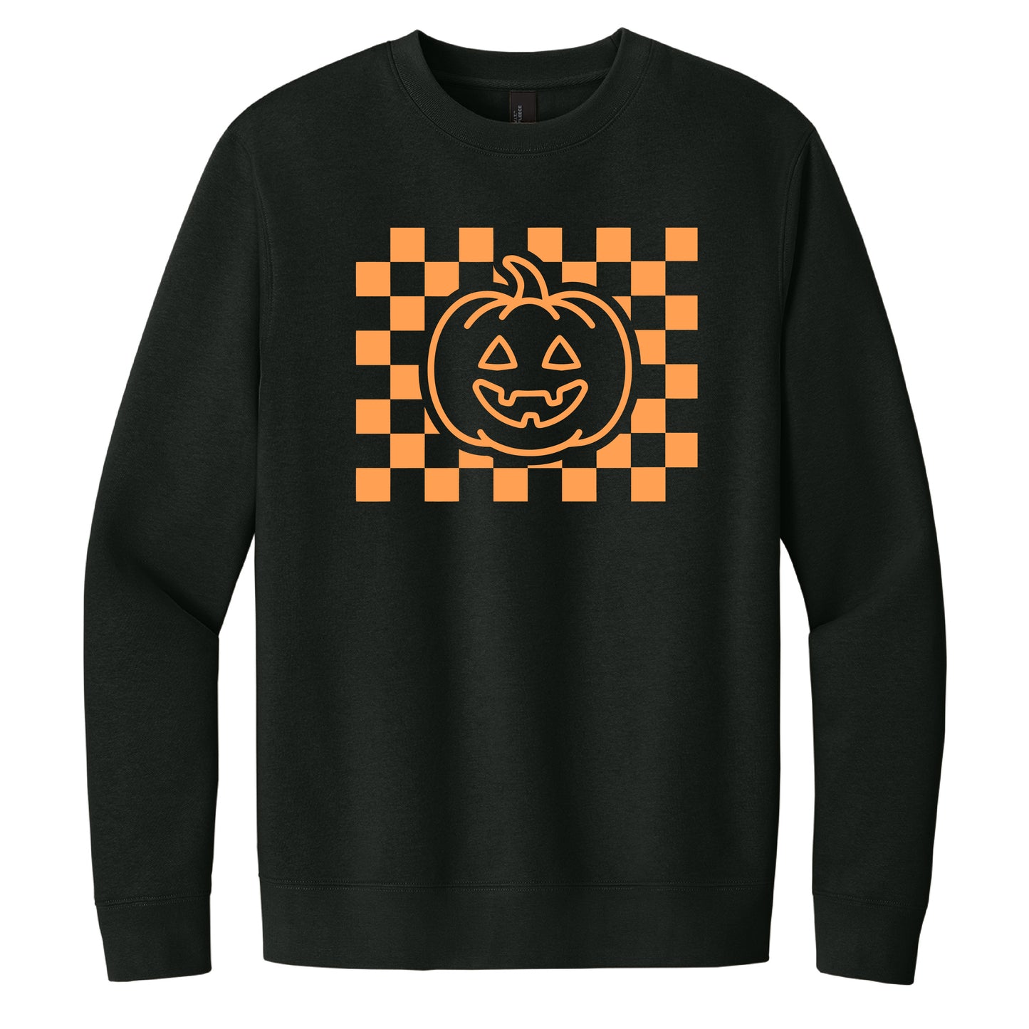 Checkered Pumpkin Halloween Crewneck