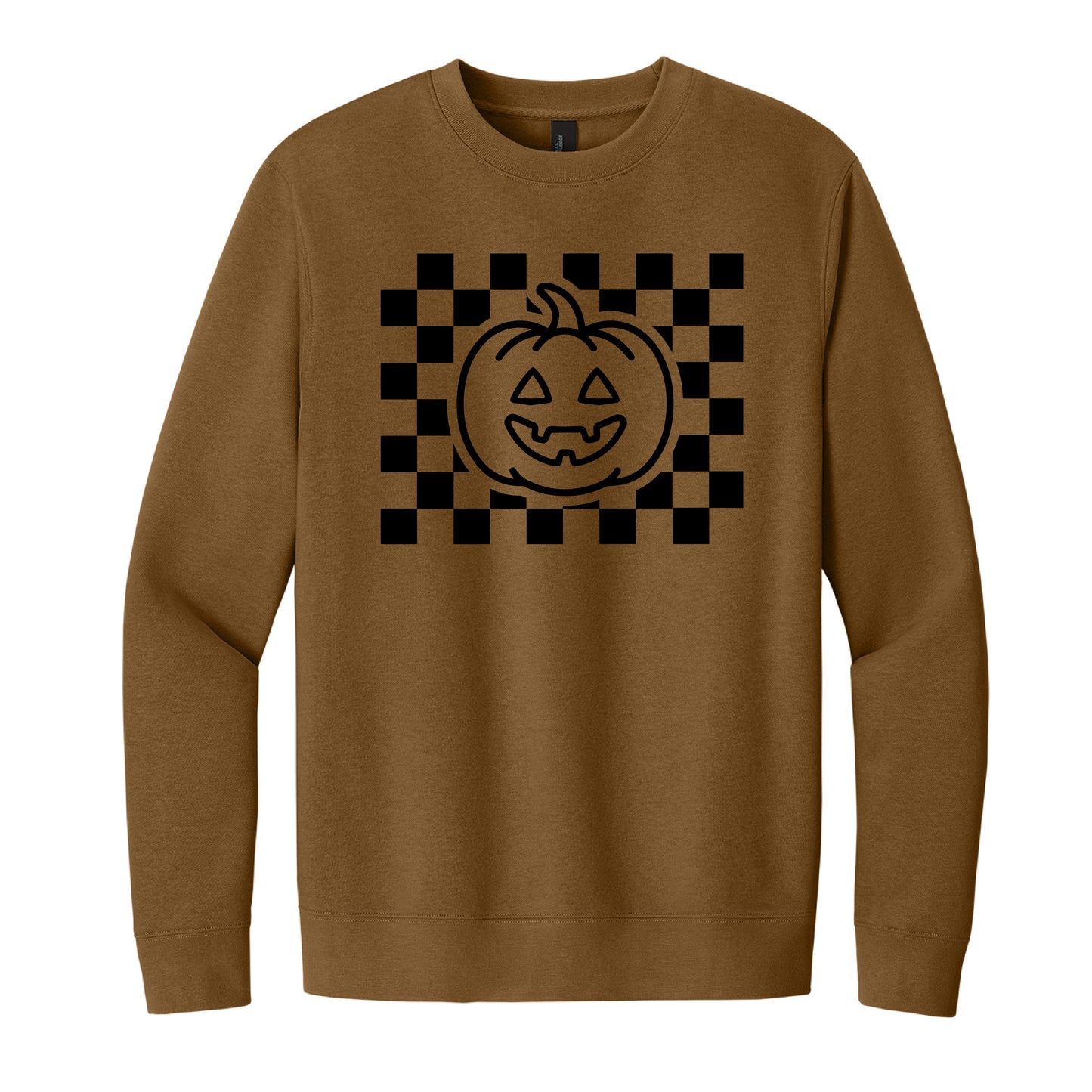 Checkered Pumpkin Halloween Crewneck