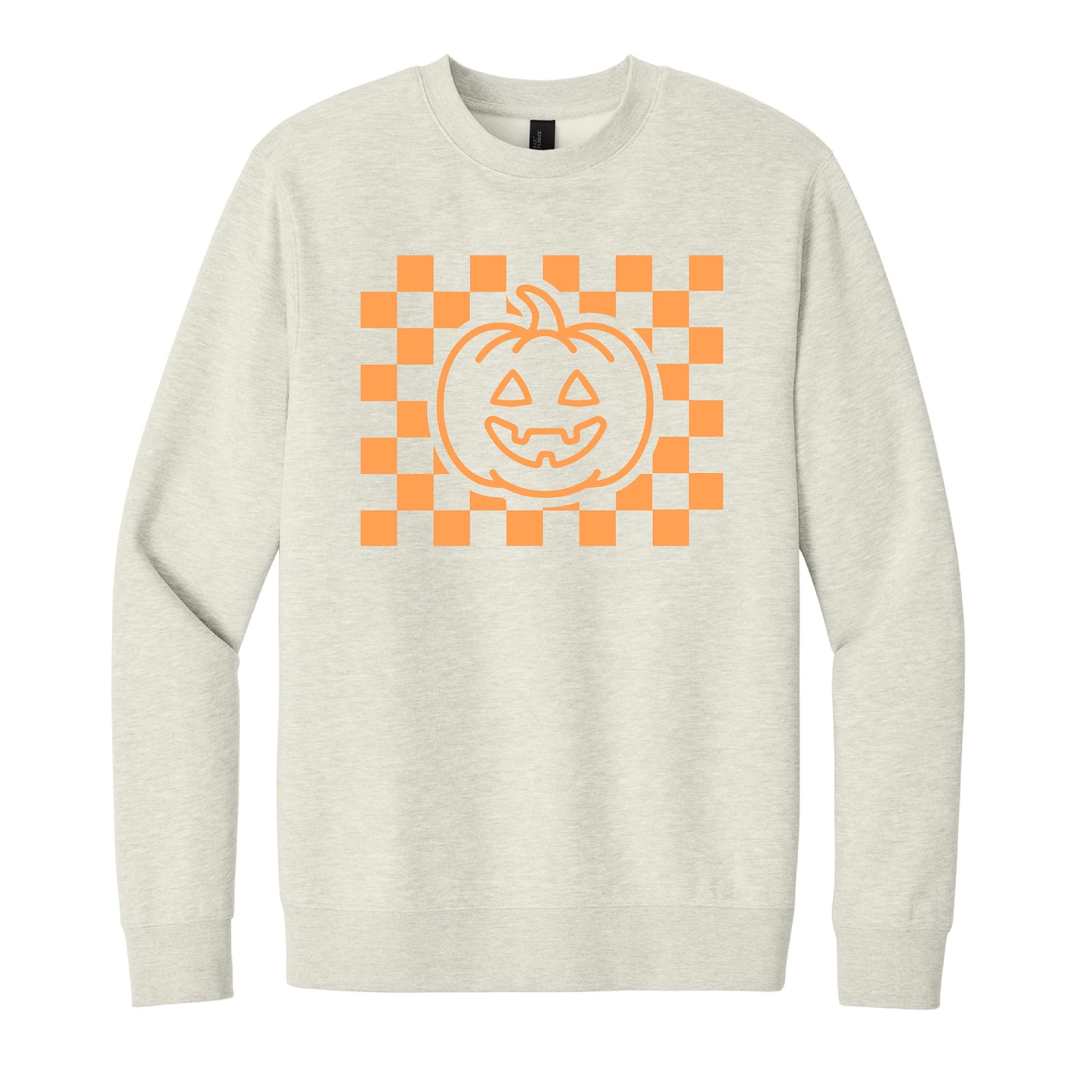 Checkered Pumpkin Halloween Crewneck